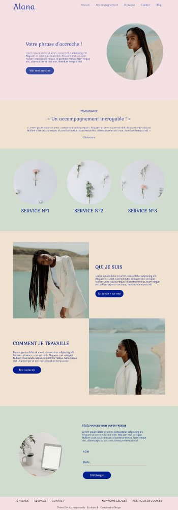 Maquette du thème éco-responsable Divi Alana