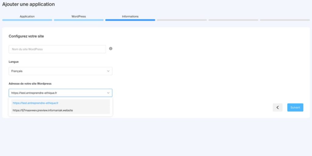 Configuration d'un site WordPress avec Infomaniak
