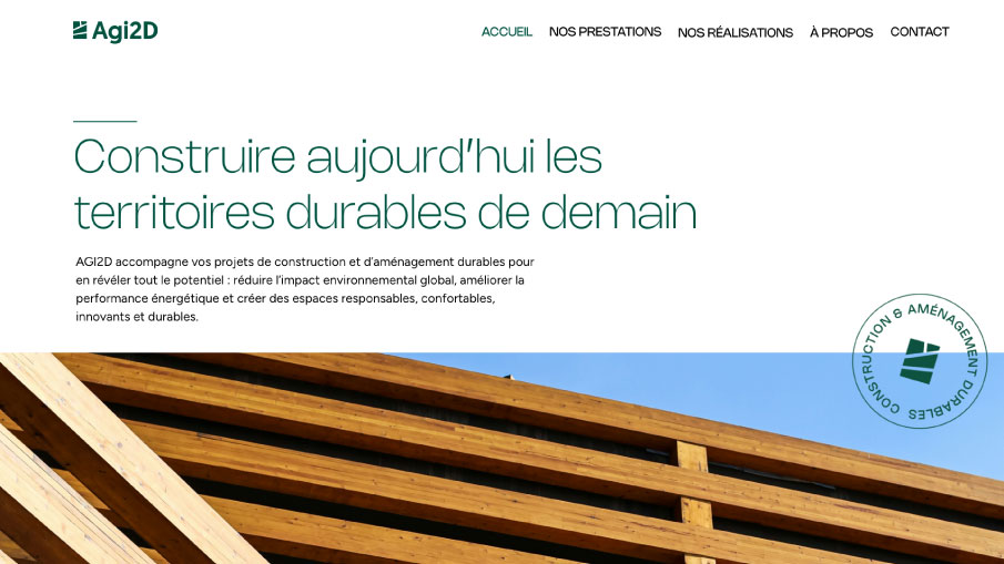 Site Wordpress d'Agi2d, bureau détude HQE