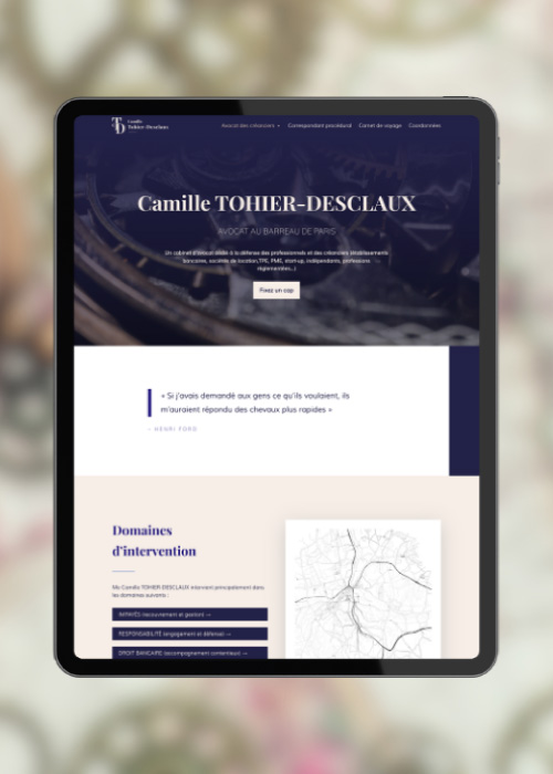 Exemple du site web éco-responsable de Camille Tohier-Desclaux, avocate
