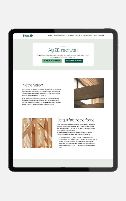 Aperçu de la page recrutement