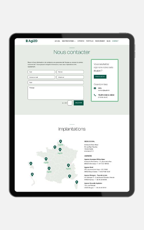 Aperçu de la page contact