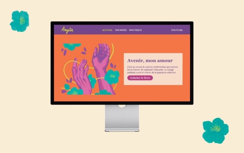 Aperçu du site web d'Angelie, artiste éco-féministe