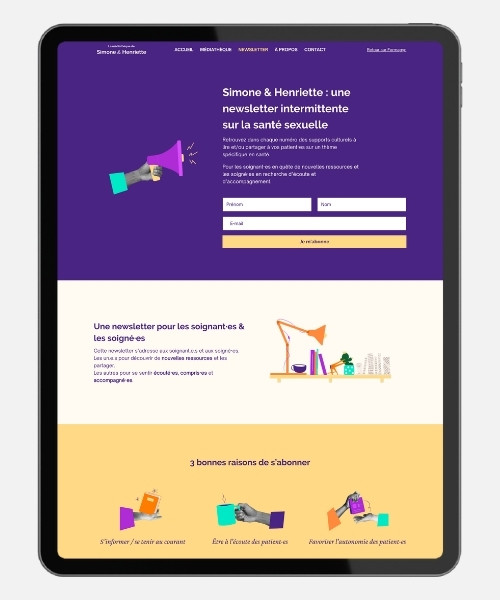 Mockup de la page newsletter