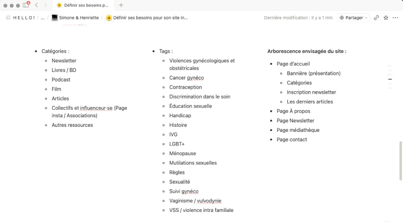 Aperçu du travail sur l'ux du site simoneethenriette.fr
