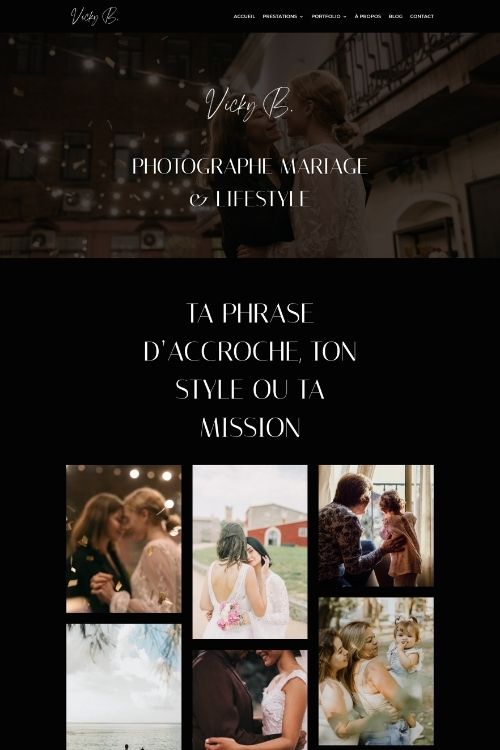 Aperçu du template de site web Vicky pour photographes, graphistes, illustratrices ou artistes